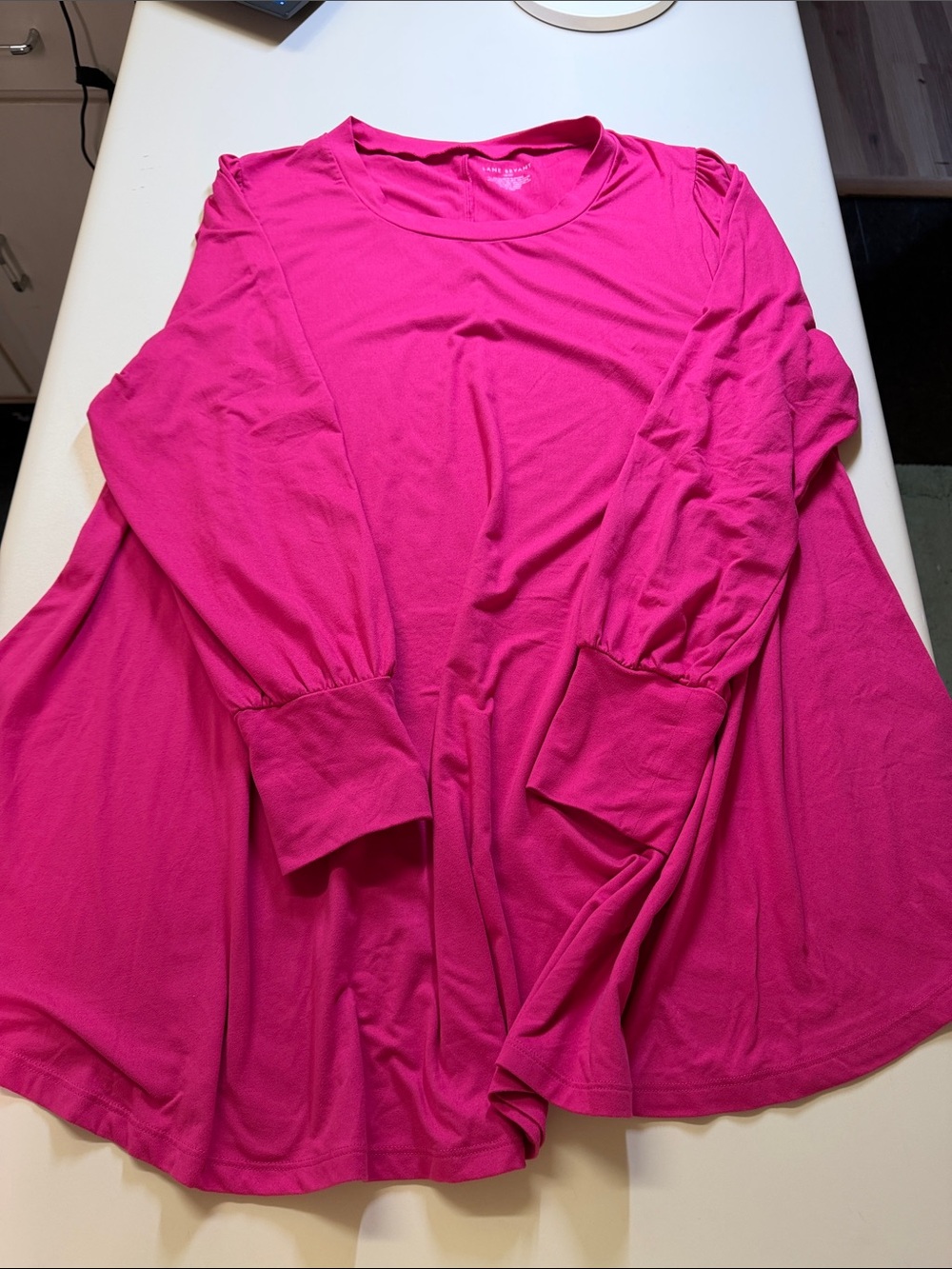 Lane Bryant Hot Pink Long Sleeve Swing Top
